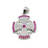 Sterling Silver Pave Stone Jerusalem Cross Pendant